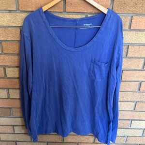 NWT Motherhood Maternity Long Sleeve Pocket Blue/Purple Cotton Shirt Size XL